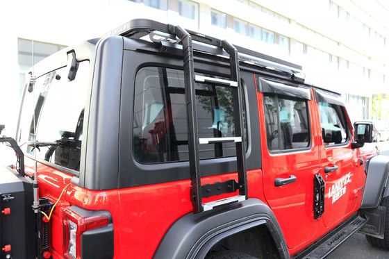 검은색 4x4 오프로드 액세서리 Wrangler JL 자동차 지붕 랙 장착 금속 단일 측면 사다리